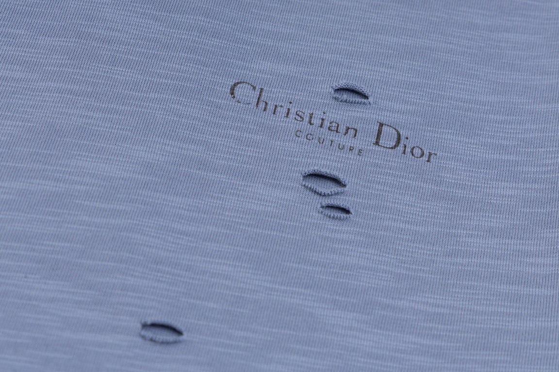 DIOR SS24 Distressed “Burnout” Letter Print T-Shirt | Premium Slub Cotton | Sizes XS–L