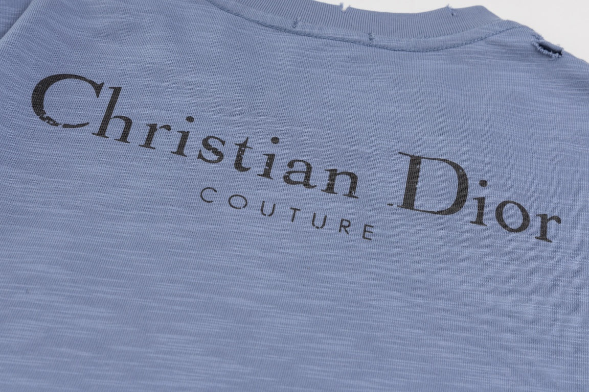 DIOR SS24 Distressed “Burnout” Letter Print T-Shirt | Premium Slub Cotton | Sizes XS–L