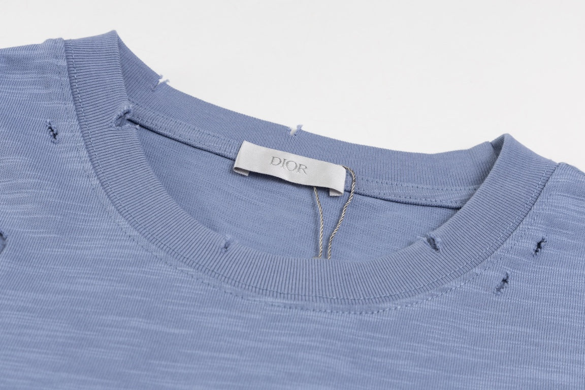 DIOR SS24 Distressed “Burnout” Letter Print T-Shirt | Premium Slub Cotton | Sizes XS–L