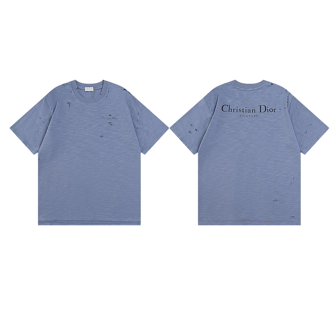 DIOR SS24 Distressed “Burnout” Letter Print T-Shirt | Premium Slub Cotton | Sizes XS–L