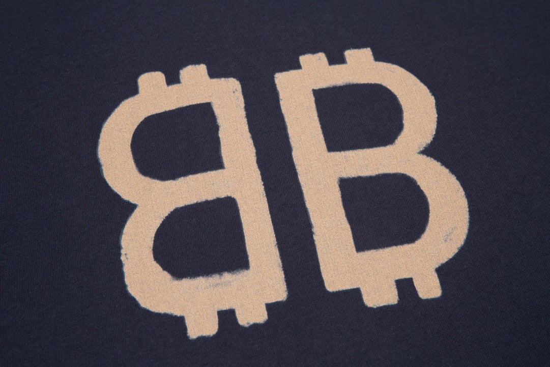 BALENCIAGA Oversized Double-B Bitcoin Print T-Shirt – Distressed Streetwear | Unisex XS–L