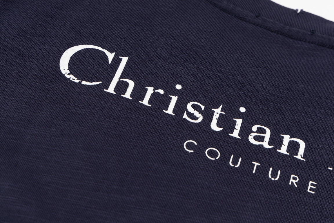 DIOR SS24 Distressed “Burnout” Letter Print T-Shirt | Premium Slub Cotton | Sizes XS–L