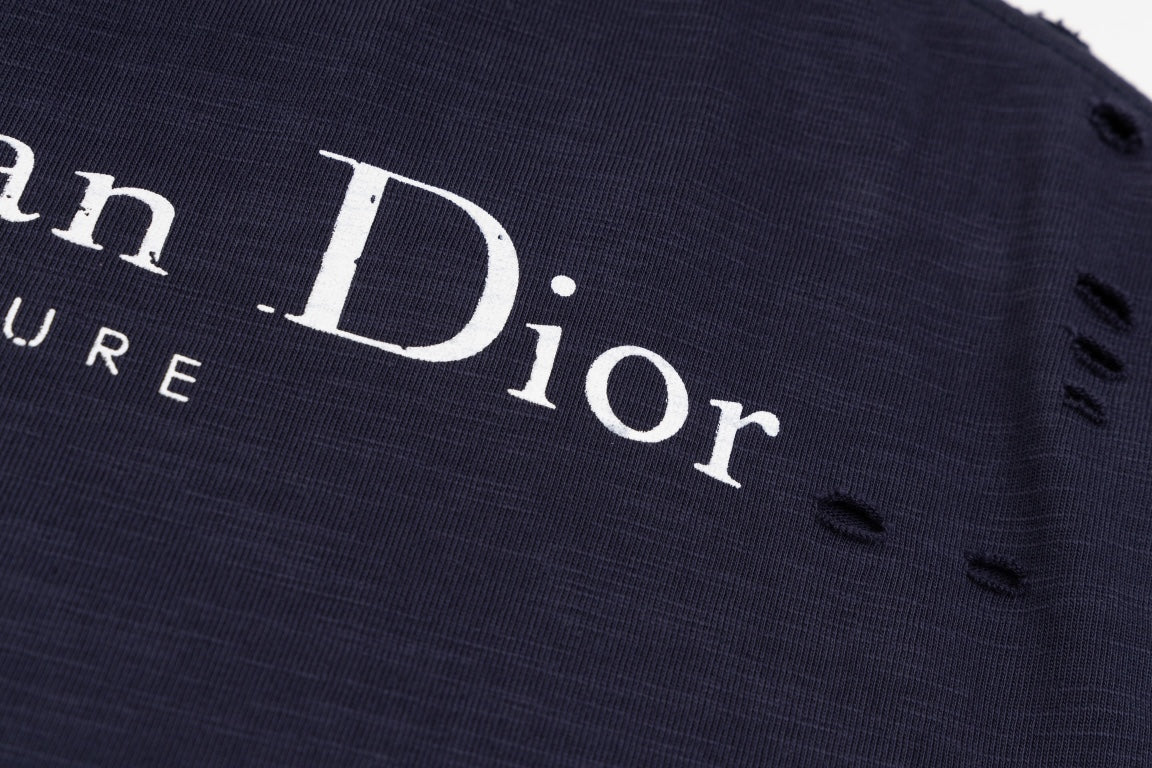 DIOR SS24 Distressed “Burnout” Letter Print T-Shirt | Premium Slub Cotton | Sizes XS–L