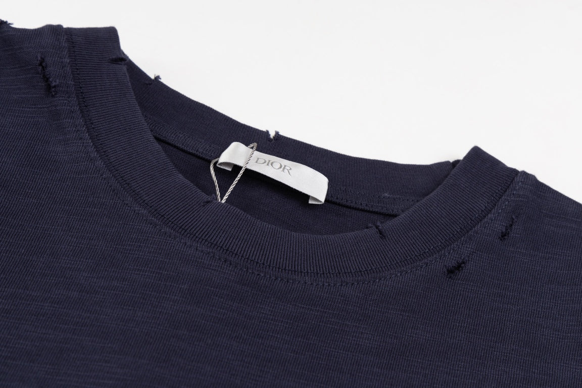DIOR SS24 Distressed “Burnout” Letter Print T-Shirt | Premium Slub Cotton | Sizes XS–L