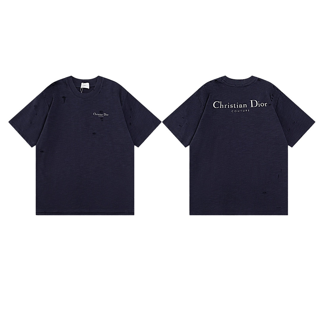 DIOR SS24 Distressed “Burnout” Letter Print T-Shirt | Premium Slub Cotton | Sizes XS–L