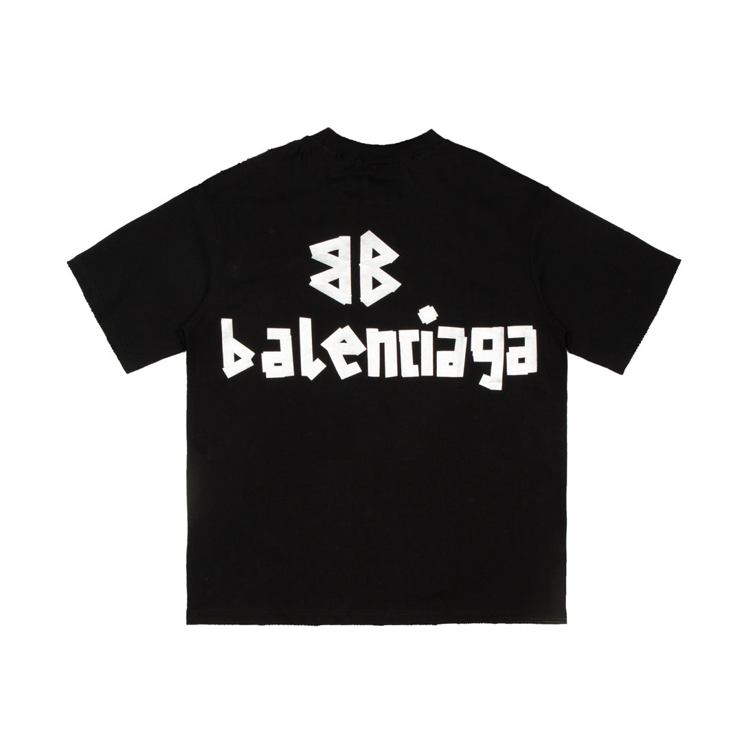 BALENCIAGA Oversized Tape Logo Distressed T-Shirt – Streetwear Unisex XS–L