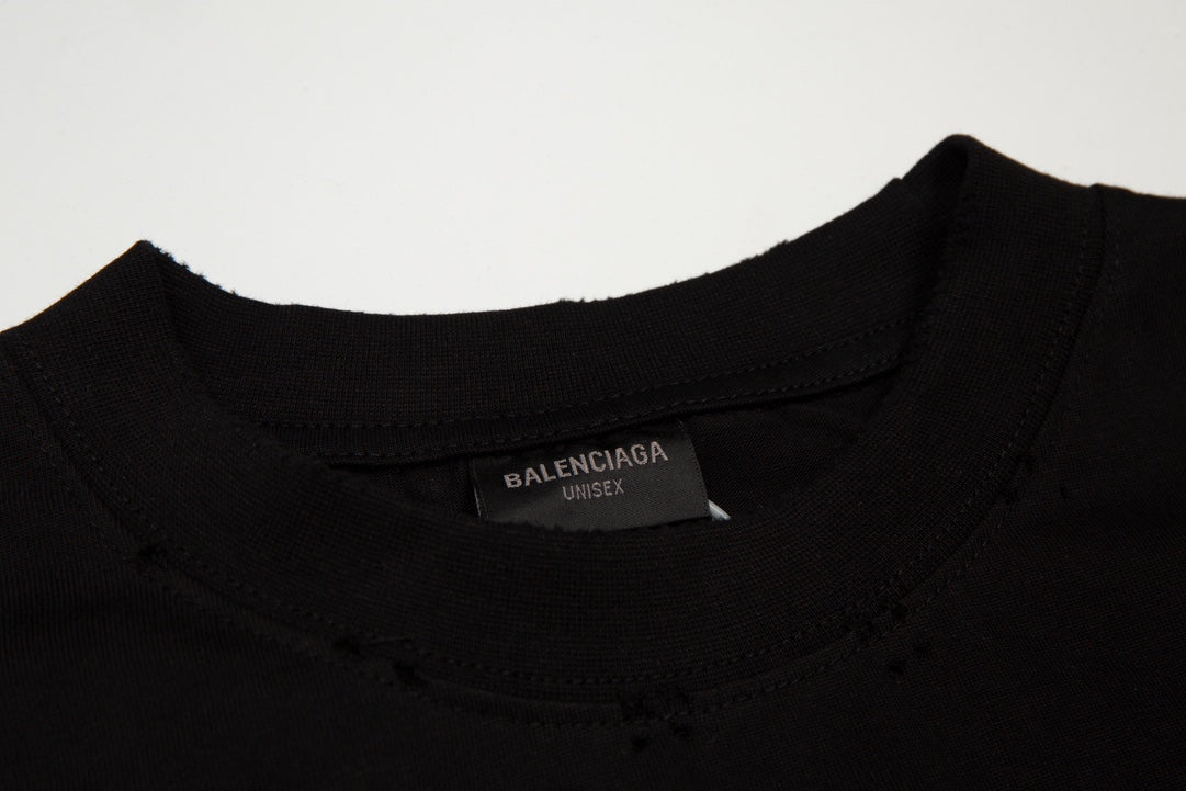 BALENCIAGA Oversized Tape Logo Distressed T-Shirt – Streetwear Unisex XS–L