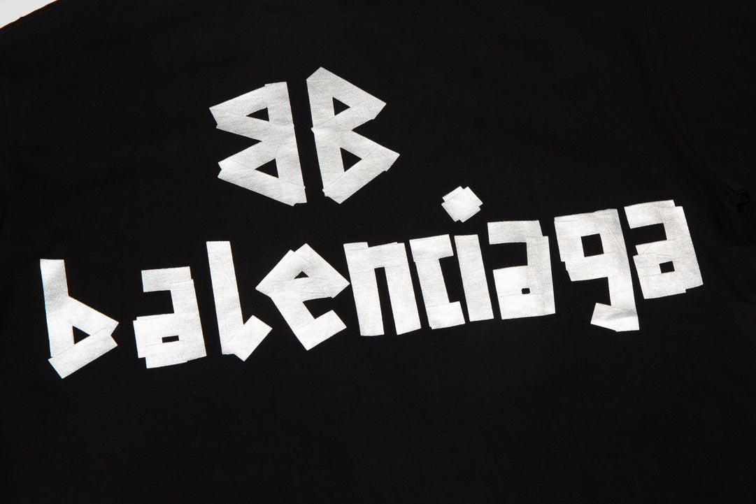 BALENCIAGA Oversized Tape Logo Distressed T-Shirt – Streetwear Unisex XS–L