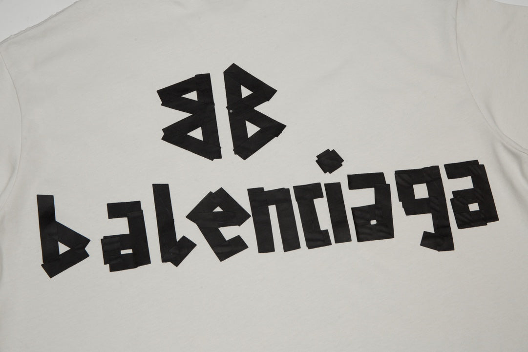BALENCIAGA Tape Logo Distressed Oversized T-Shirt Unisex XS–L