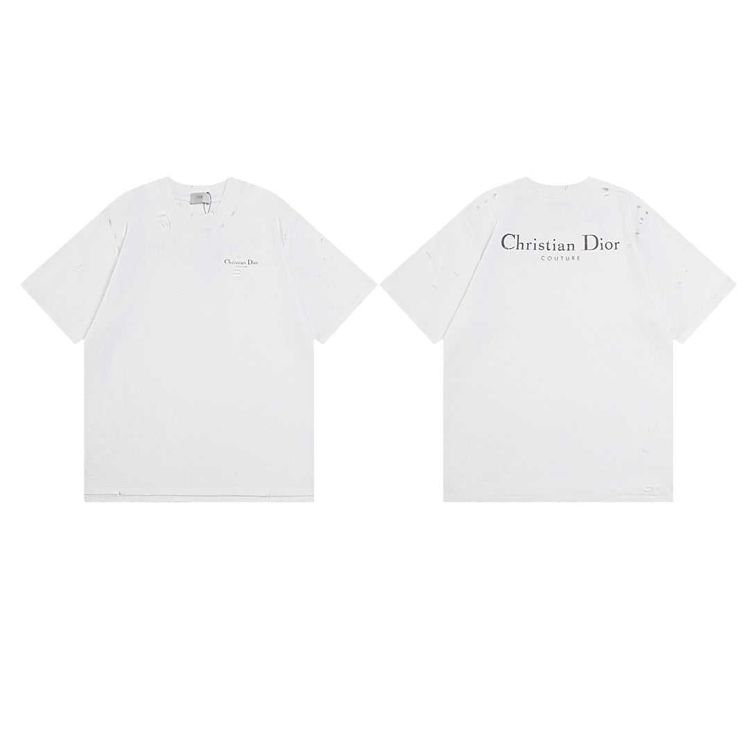 DIOR SS24 Distressed “Burnout” Letter Print T-Shirt | Premium Slub Cotton | Sizes XS–L