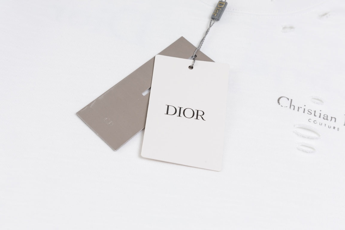 DIOR SS24 Distressed “Burnout” Letter Print T-Shirt | Premium Slub Cotton | Sizes XS–L