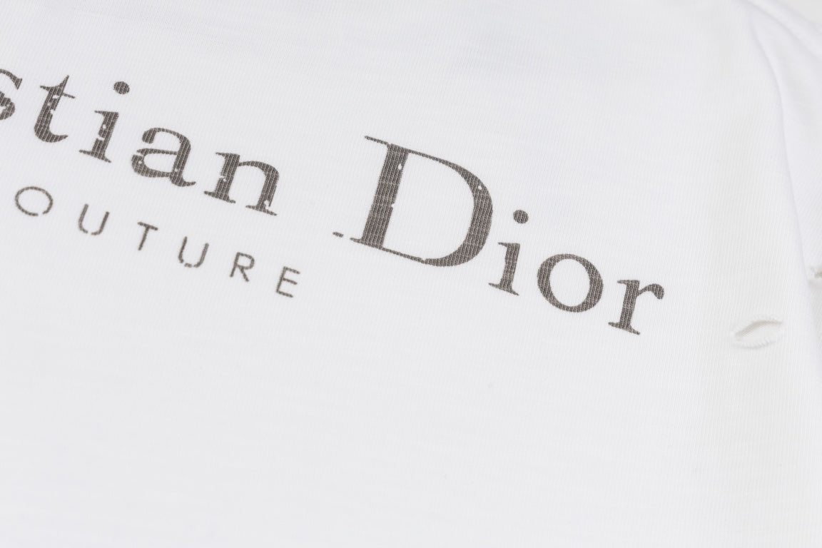 DIOR SS24 Distressed “Burnout” Letter Print T-Shirt | Premium Slub Cotton | Sizes XS–L