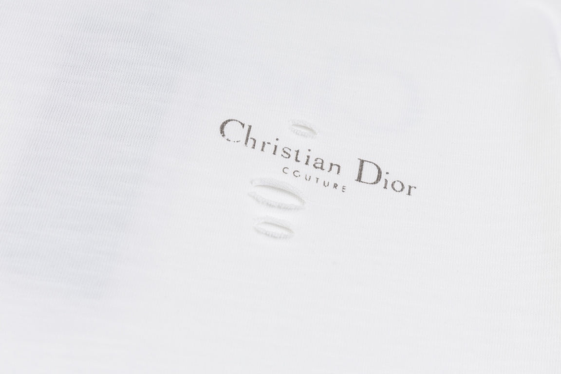 DIOR SS24 Distressed “Burnout” Letter Print T-Shirt | Premium Slub Cotton | Sizes XS–L