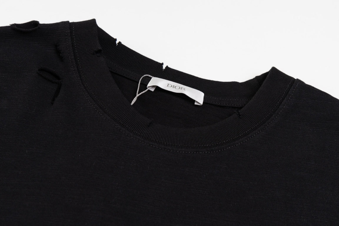 DIOR SS24 Distressed “Burnout” Letter Print T-Shirt | Premium Slub Cotton | Sizes XS–L