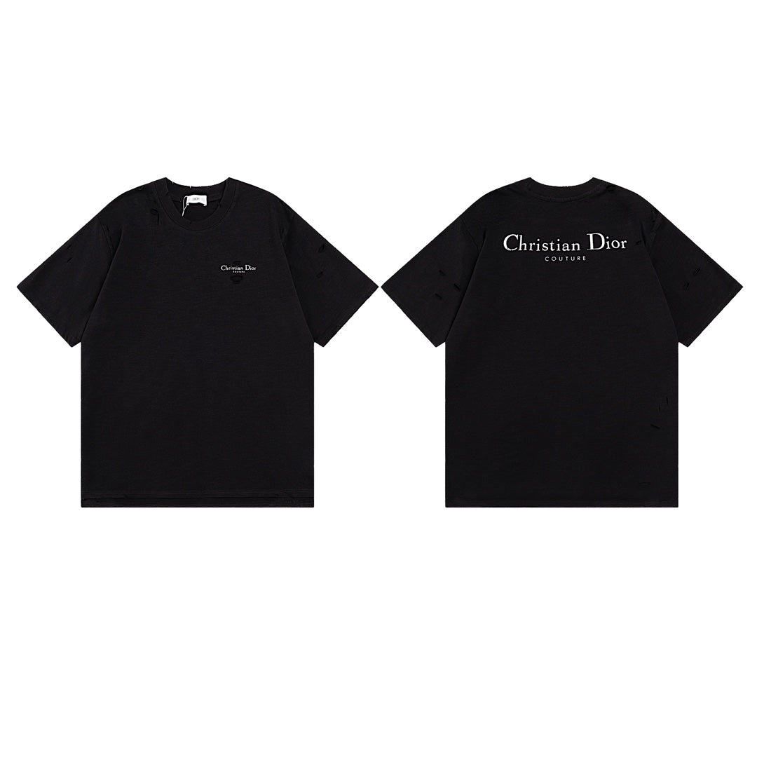 DIOR SS24 Distressed “Burnout” Letter Print T-Shirt | Premium Slub Cotton | Sizes XS–L
