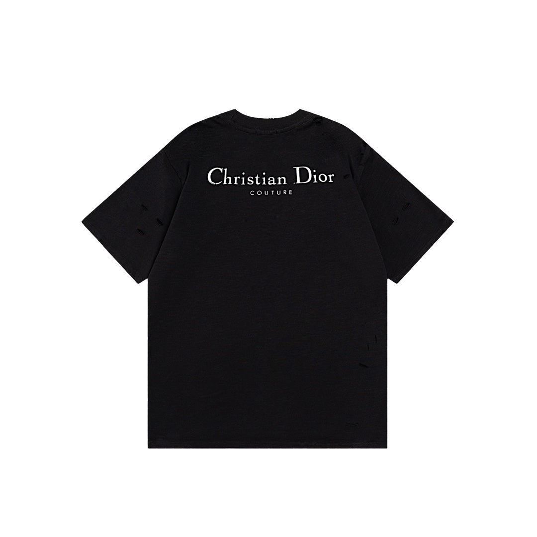 DIOR SS24 Distressed “Burnout” Letter Print T-Shirt | Premium Slub Cotton | Sizes XS–L