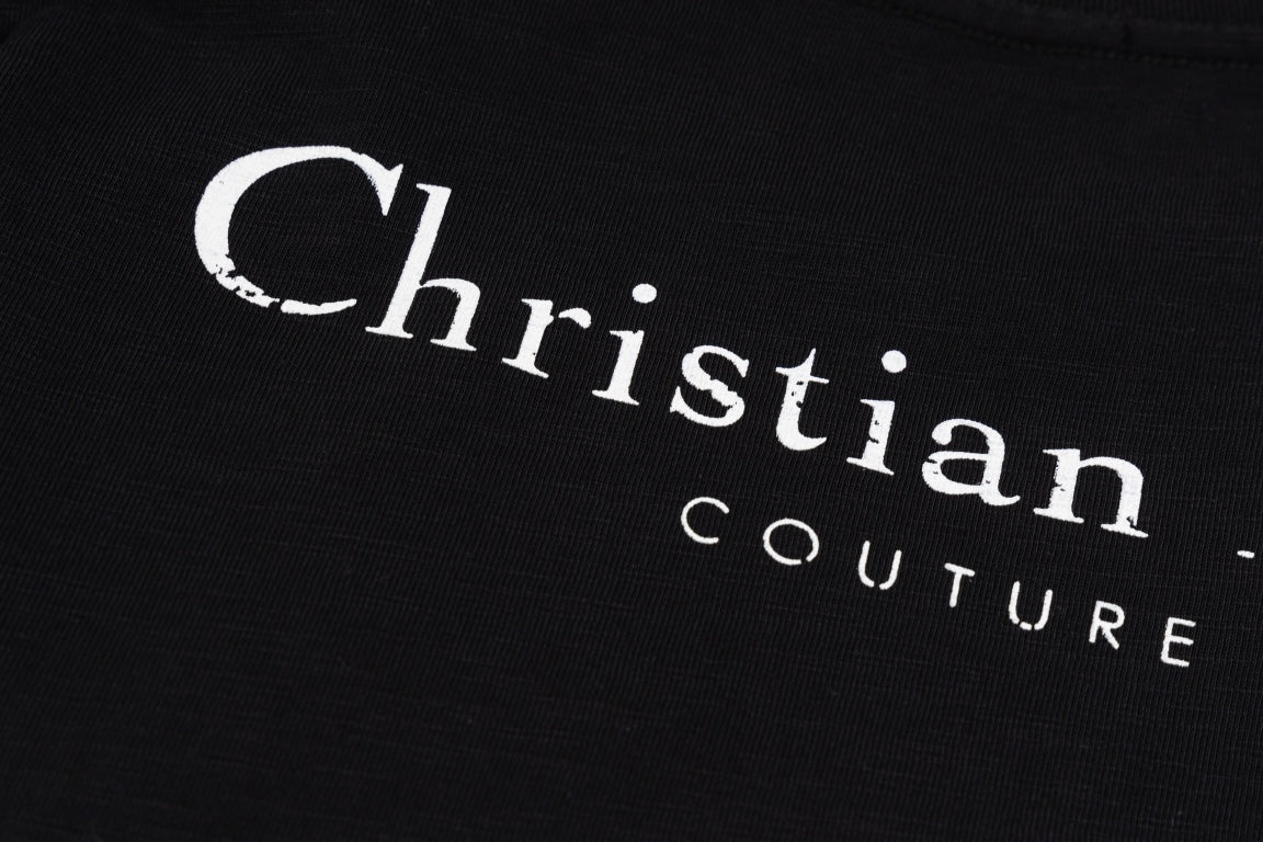 DIOR SS24 Distressed “Burnout” Letter Print T-Shirt | Premium Slub Cotton | Sizes XS–L