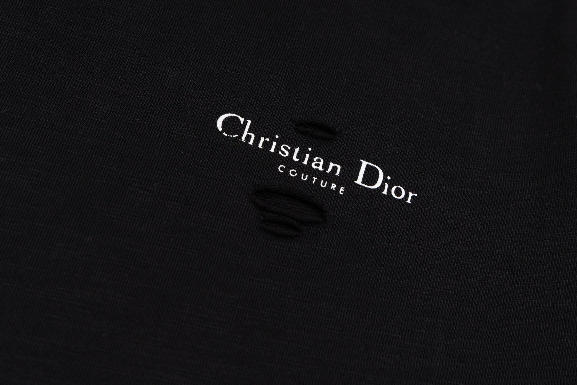 DIOR SS24 Distressed “Burnout” Letter Print T-Shirt | Premium Slub Cotton | Sizes XS–L