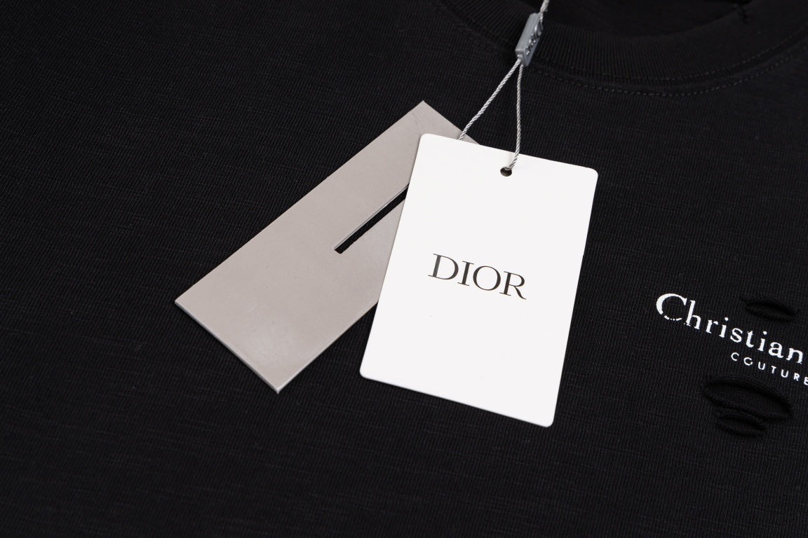 DIOR SS24 Distressed “Burnout” Letter Print T-Shirt | Premium Slub Cotton | Sizes XS–L