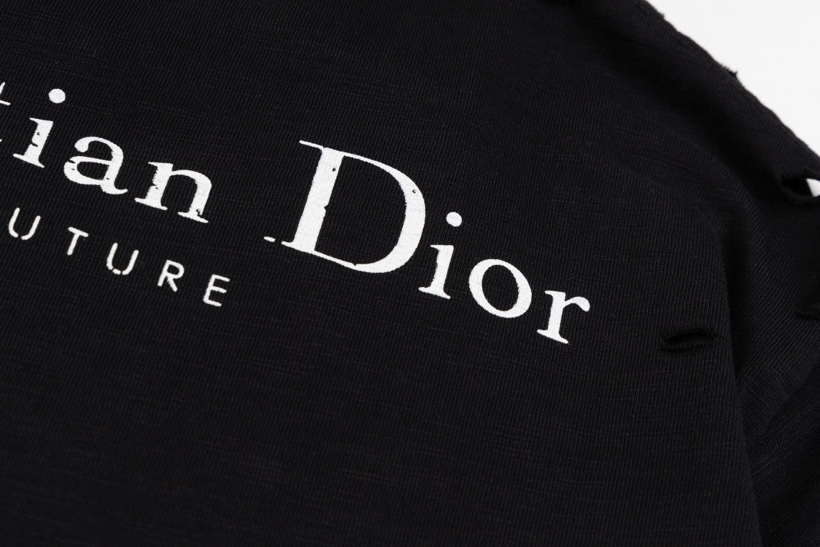 DIOR SS24 Distressed “Burnout” Letter Print T-Shirt | Premium Slub Cotton | Sizes XS–L