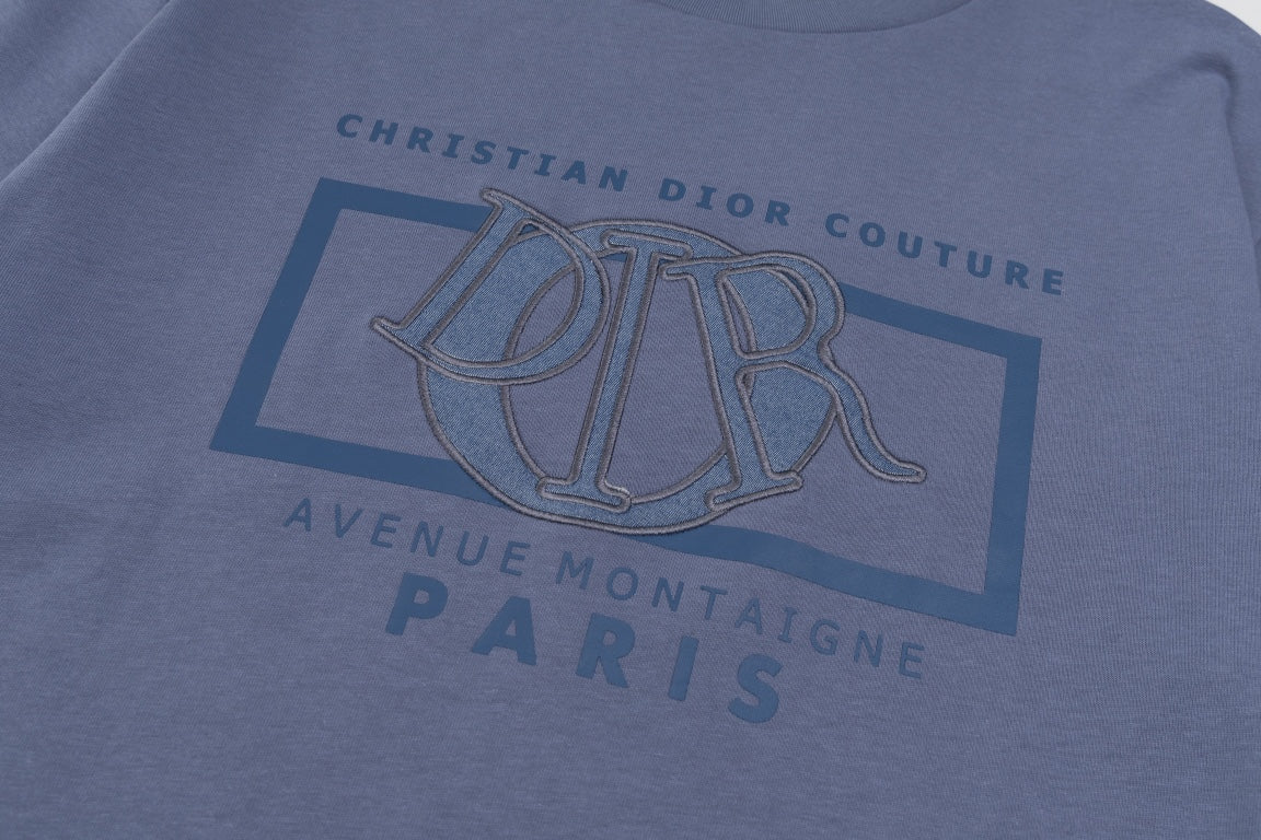 DIOR SS24 “Big O” Appliqué Embroidery T-Shirt | Premium 280g Cotton | Sizes XS–L | White, Purple-Grey