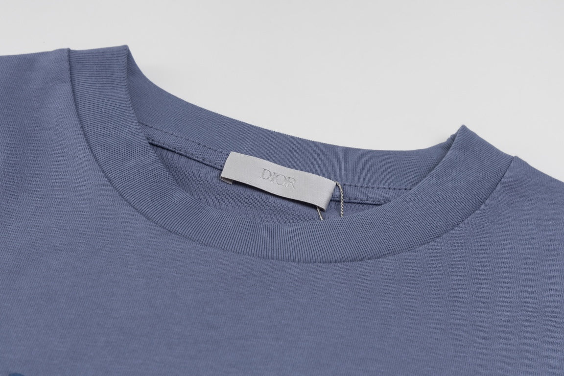 DIOR SS24 “Big O” Appliqué Embroidery T-Shirt | Premium 280g Cotton | Sizes XS–L | White, Purple-Grey