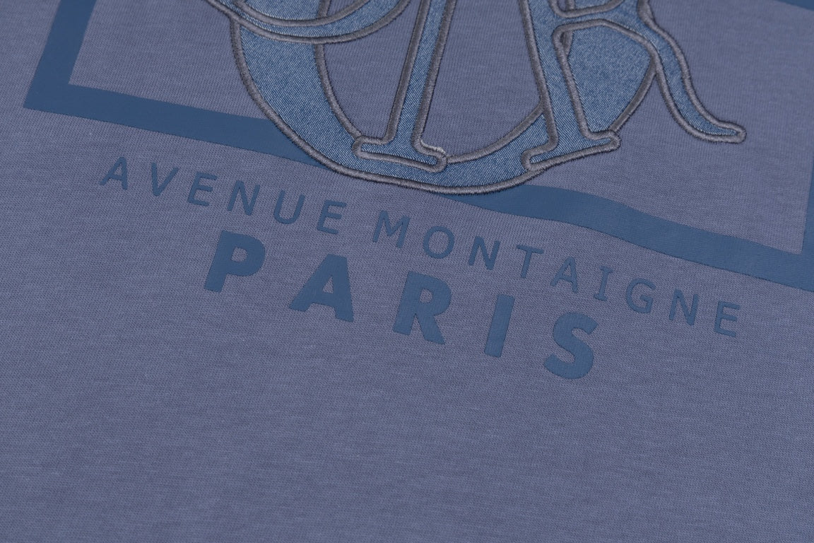DIOR SS24 “Big O” Appliqué Embroidery T-Shirt | Premium 280g Cotton | Sizes XS–L | White, Purple-Grey