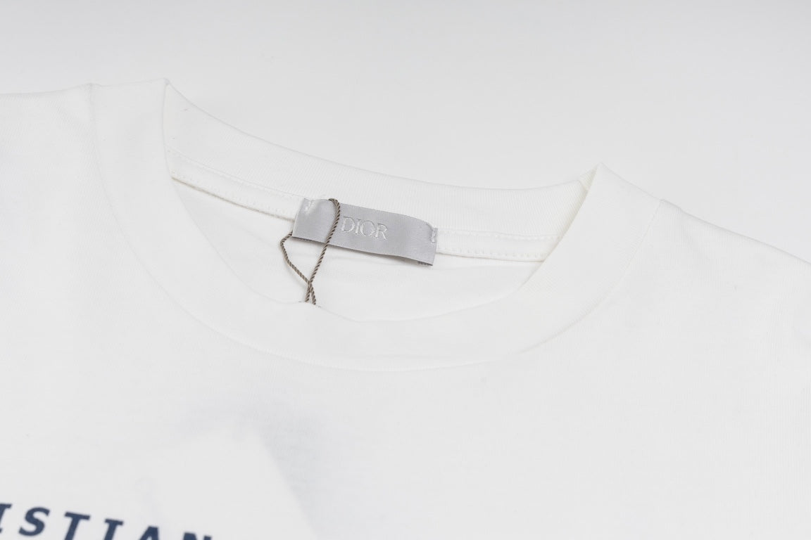 DIOR SS24 “Big O” Appliqué Embroidery T-Shirt | Premium 280g Cotton | Sizes XS–L | White, Purple-Grey