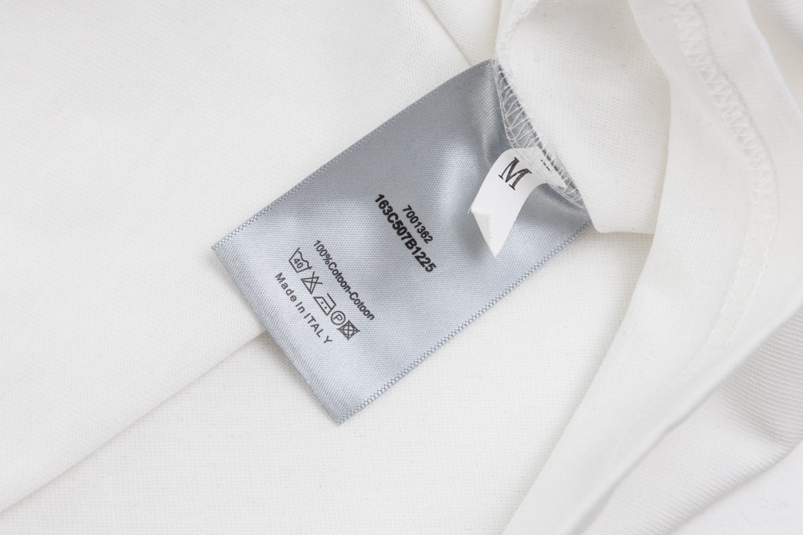 DIOR SS24 “Big O” Appliqué Embroidery T-Shirt | Premium 280g Cotton | Sizes XS–L | White, Purple-Grey