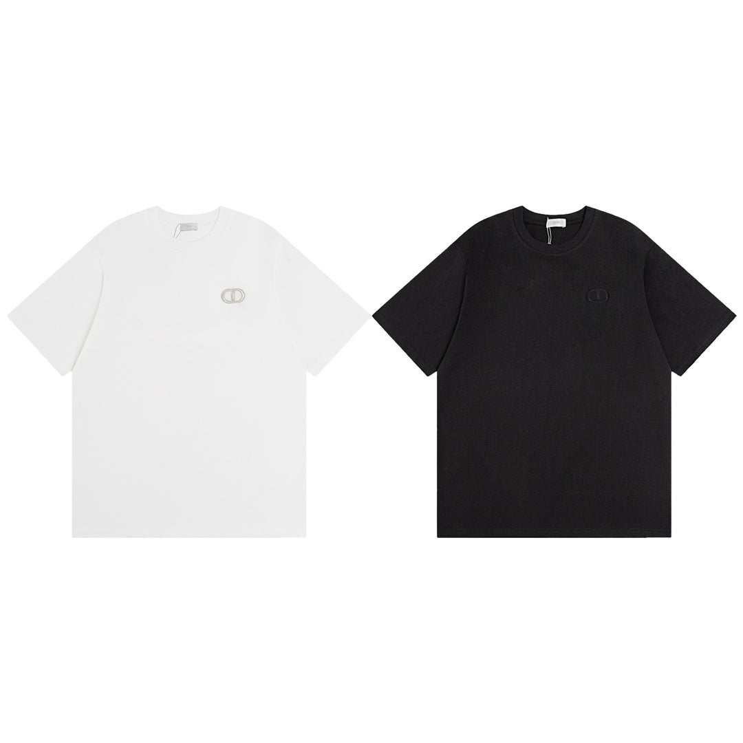 DIOR SS24 “Big O” Appliqué Embroidery T-Shirt | Premium 280g Cotton | Sizes XS–L | White, Purple-Grey