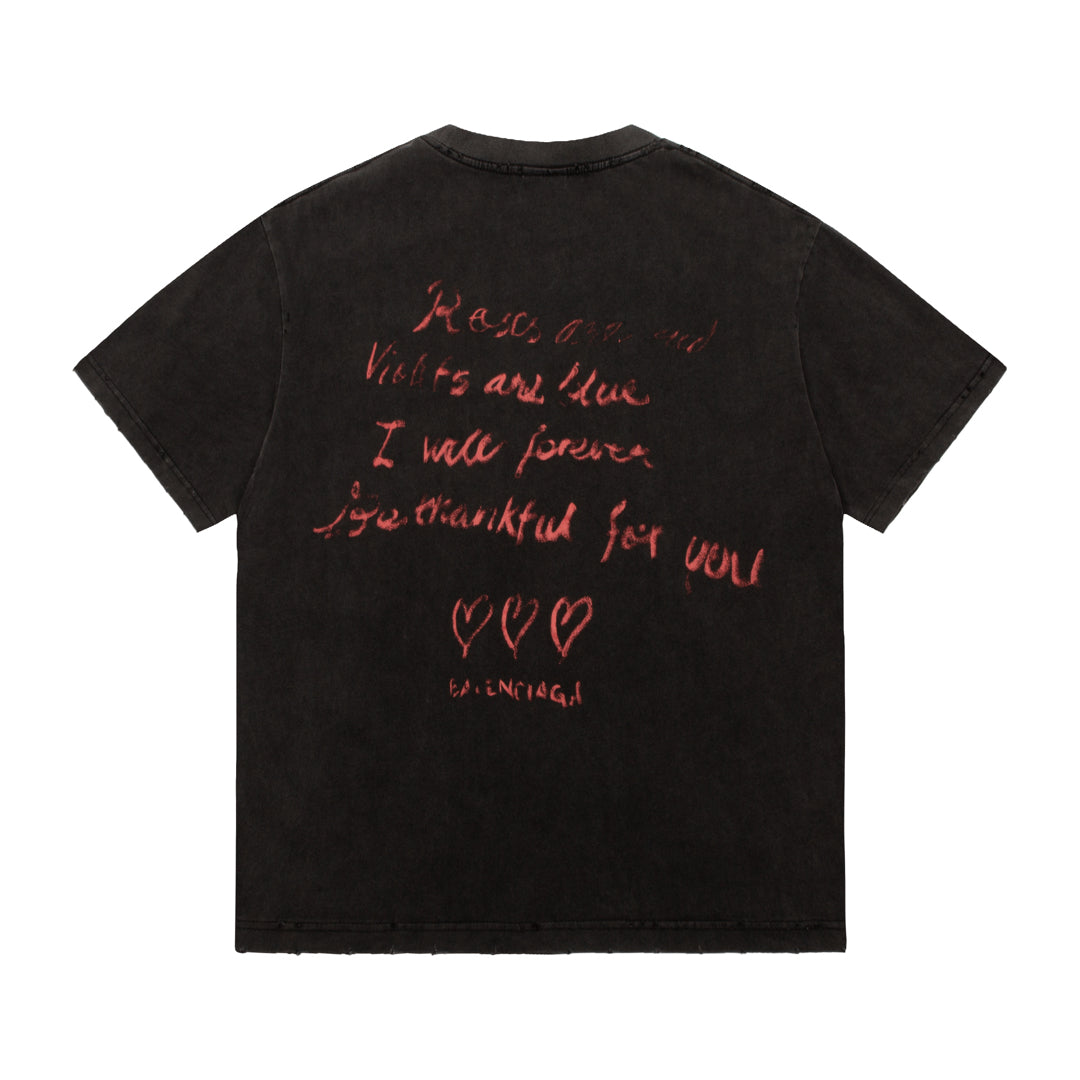 BALENCIAGA Valentine’s Day Limited Edition Distressed Oversized T-Shirt Unisex XS–L