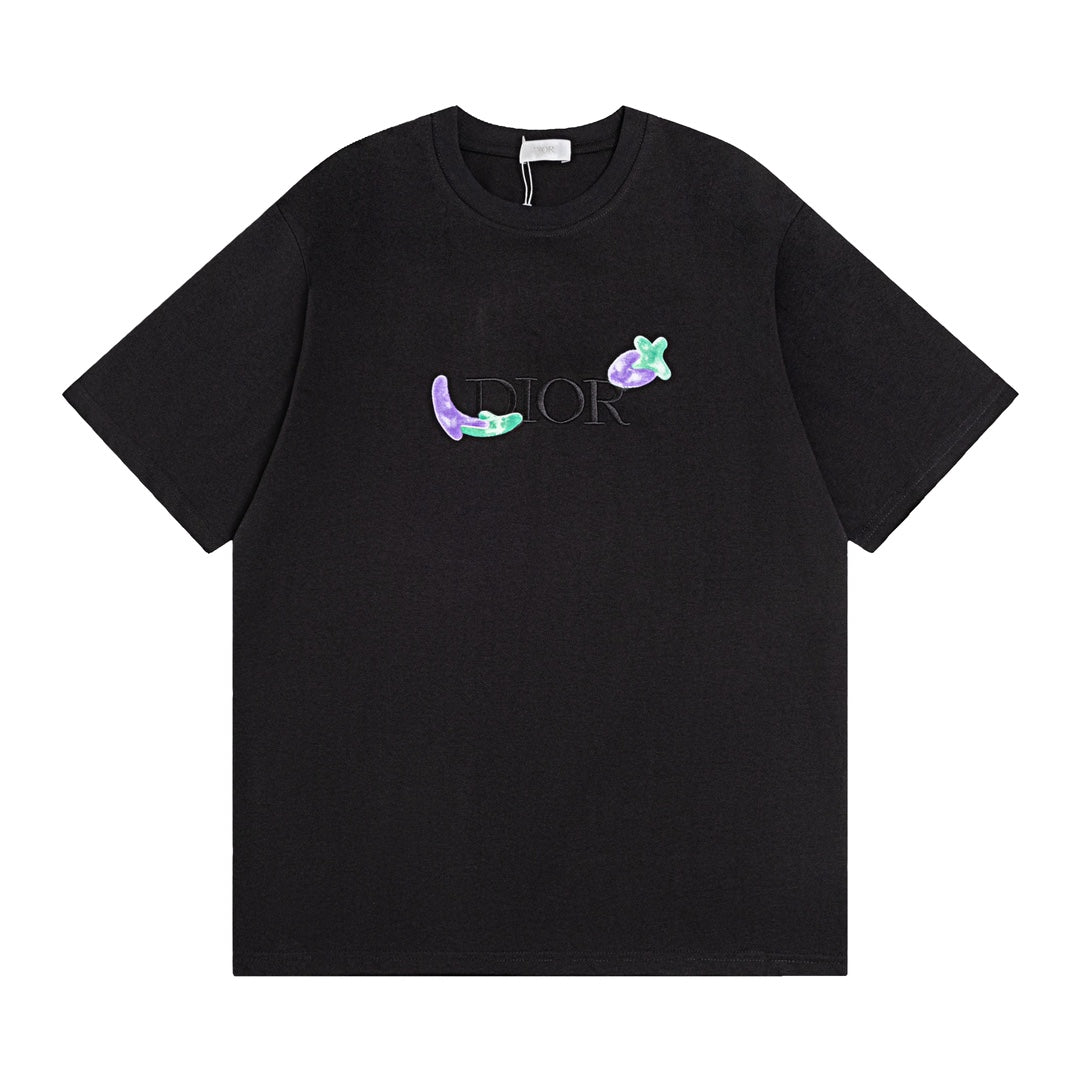 DIOR x Kenny Scharf Embroidered Logo T-Shirt | Premium 280g Cotton | Sizes XS–L | White, Black