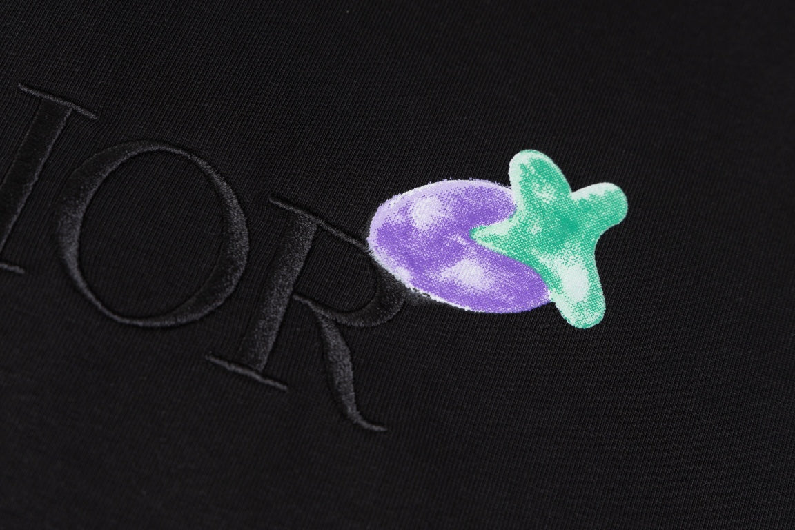 DIOR x Kenny Scharf Embroidered Logo T-Shirt | Premium 280g Cotton | Sizes XS–L | White, Black