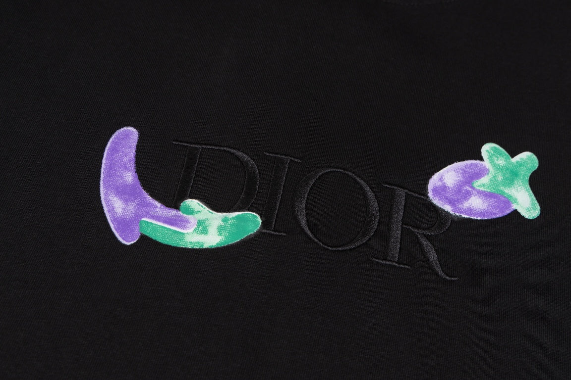 DIOR x Kenny Scharf Embroidered Logo T-Shirt | Premium 280g Cotton | Sizes XS–L | White, Black