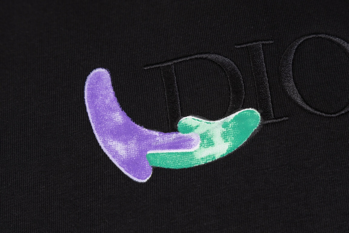 DIOR x Kenny Scharf Embroidered Logo T-Shirt | Premium 280g Cotton | Sizes XS–L | White, Black