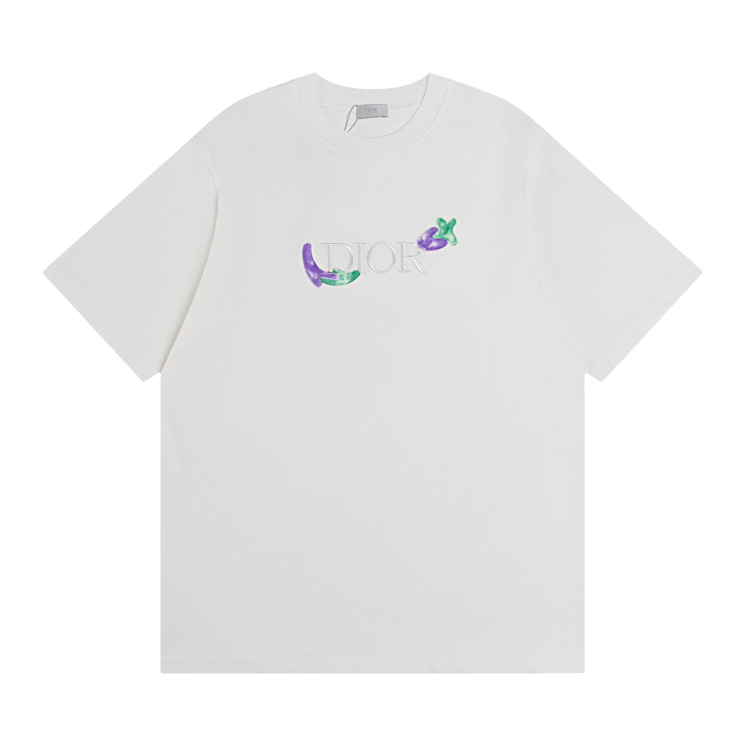 DIOR x Kenny Scharf Embroidered Logo T-Shirt | Premium 280g Cotton | Sizes XS–L | White, Black