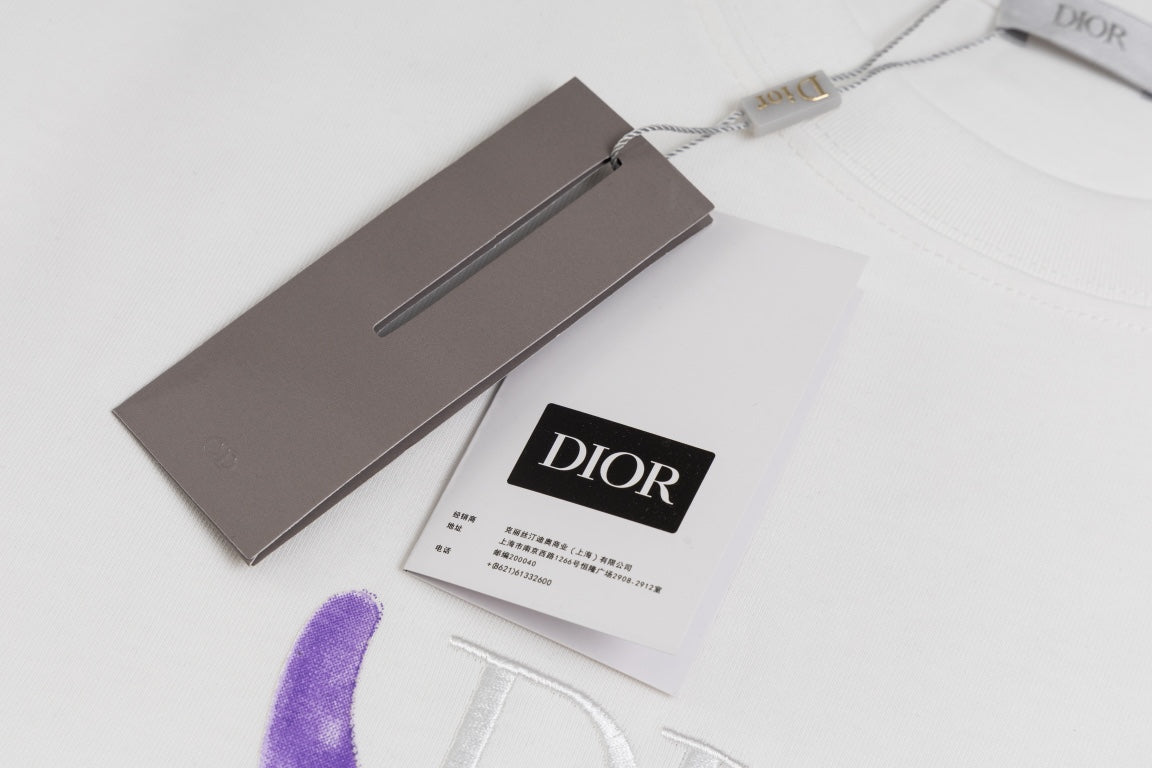 DIOR x Kenny Scharf Embroidered Logo T-Shirt | Premium 280g Cotton | Sizes XS–L | White, Black