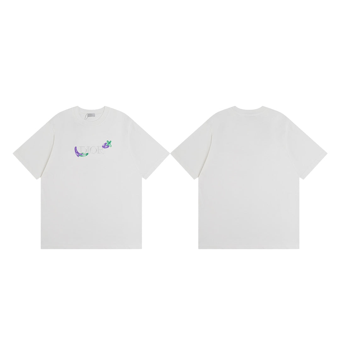 DIOR x Kenny Scharf Embroidered Logo T-Shirt | Premium 280g Cotton | Sizes XS–L | White, Black