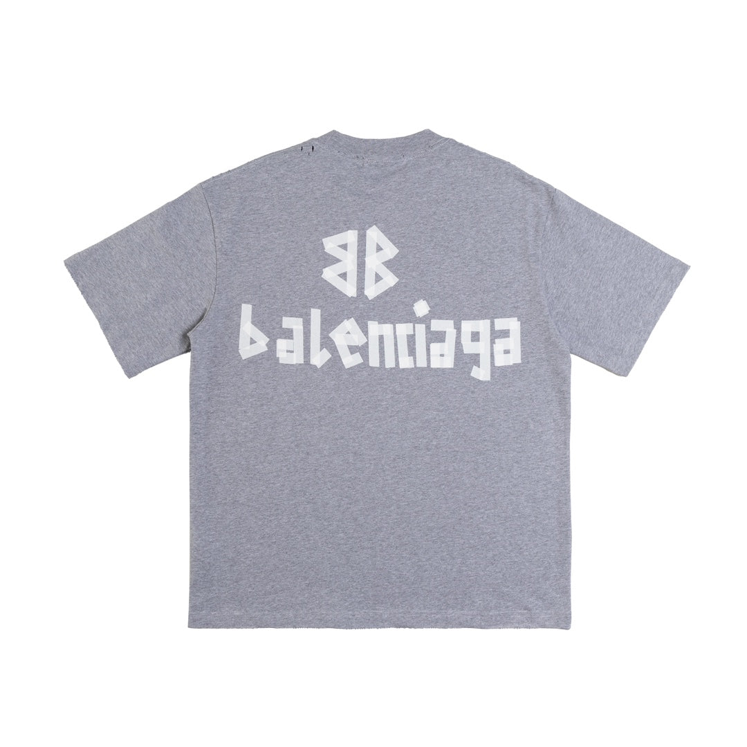 BALENCIAGA Tape Logo Oversized Distressed T-Shirt Unisex XS–L