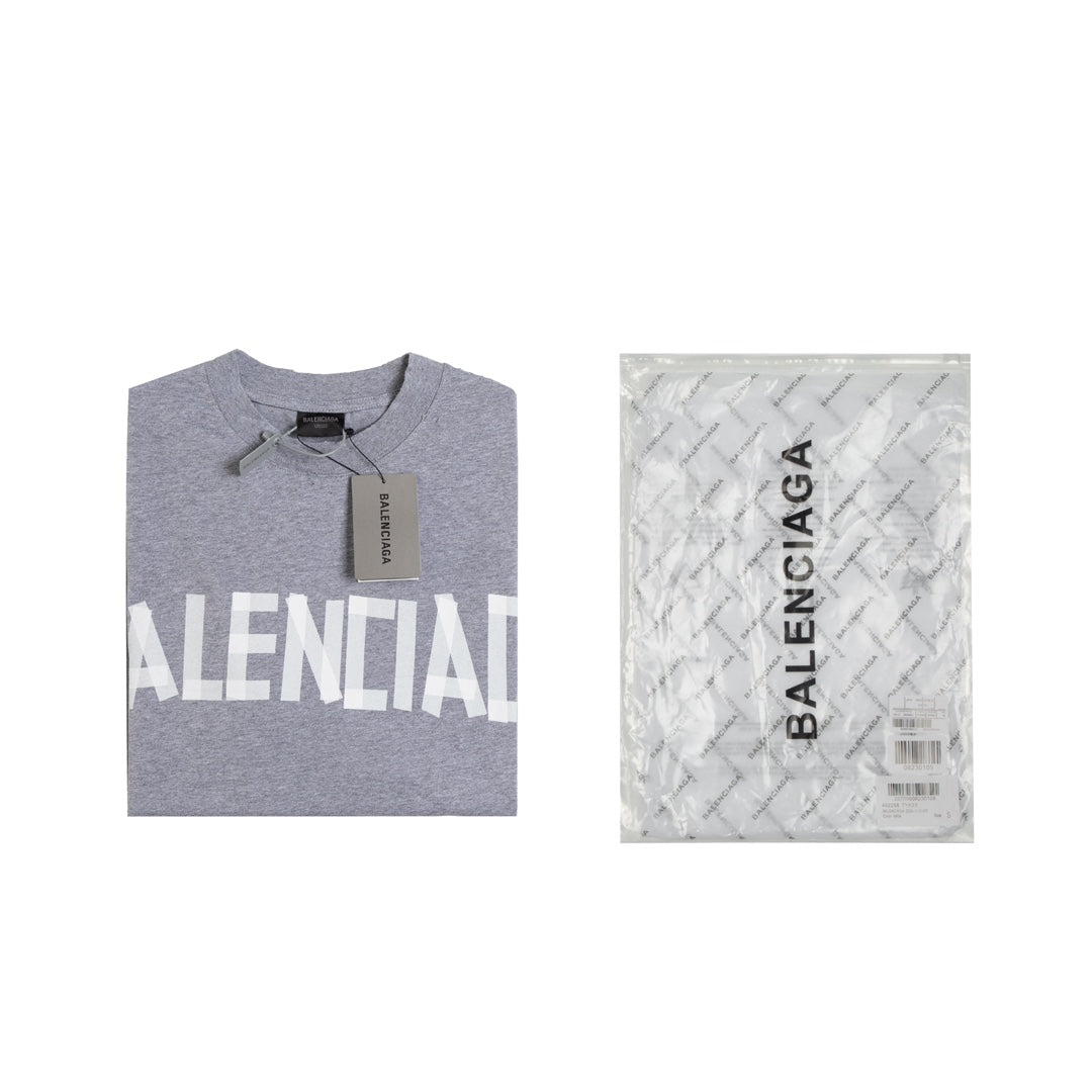BALENCIAGA Tape Logo Oversized Distressed T-Shirt Unisex XS–L