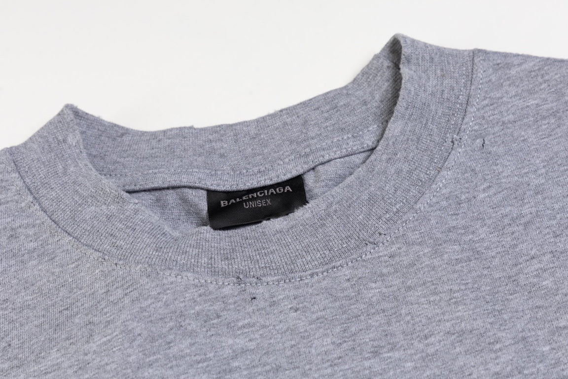 BALENCIAGA Tape Logo Oversized Distressed T-Shirt Unisex XS–L