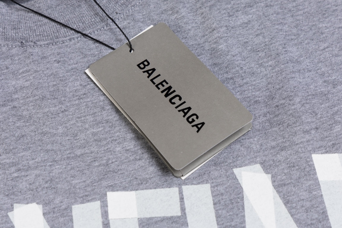 BALENCIAGA Tape Logo Oversized Distressed T-Shirt Unisex XS–L