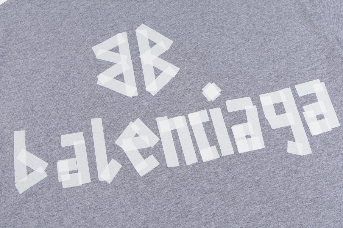 BALENCIAGA Tape Logo Oversized Distressed T-Shirt Unisex XS–L