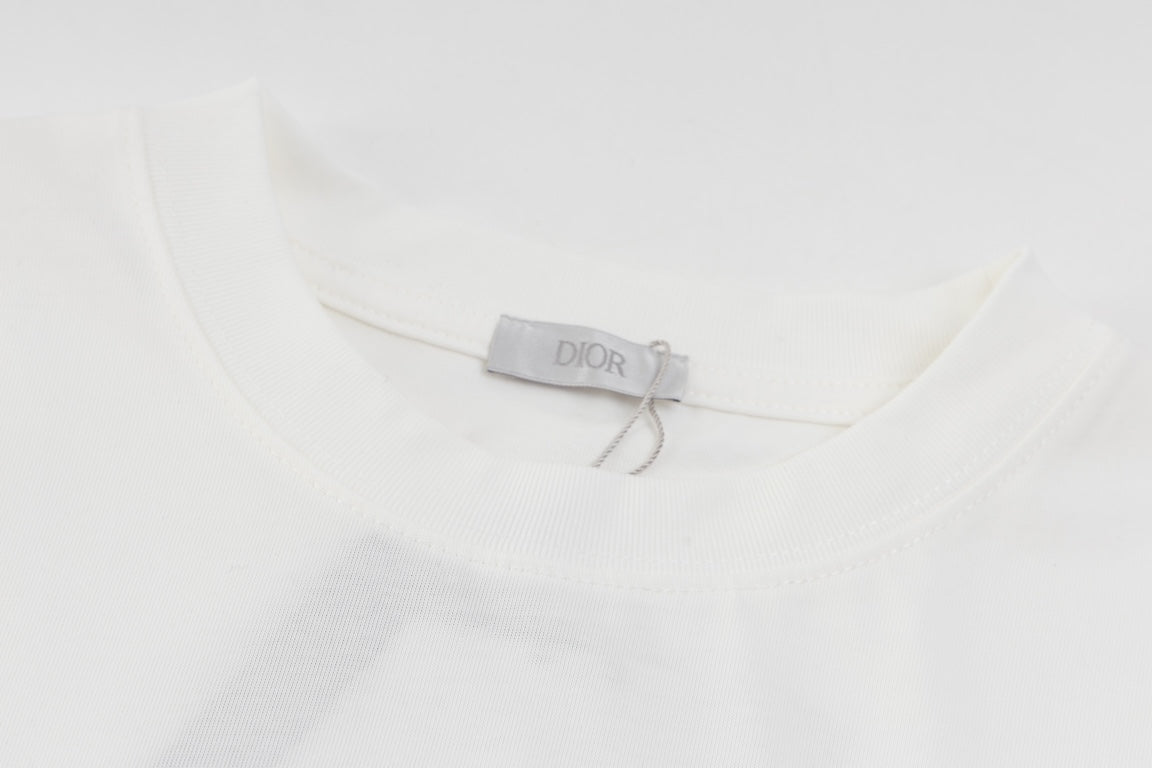 DIOR 2024 Embroidered Logo T-Shirt | Premium 280g Cotton | Sizes XS–L | Gray, White