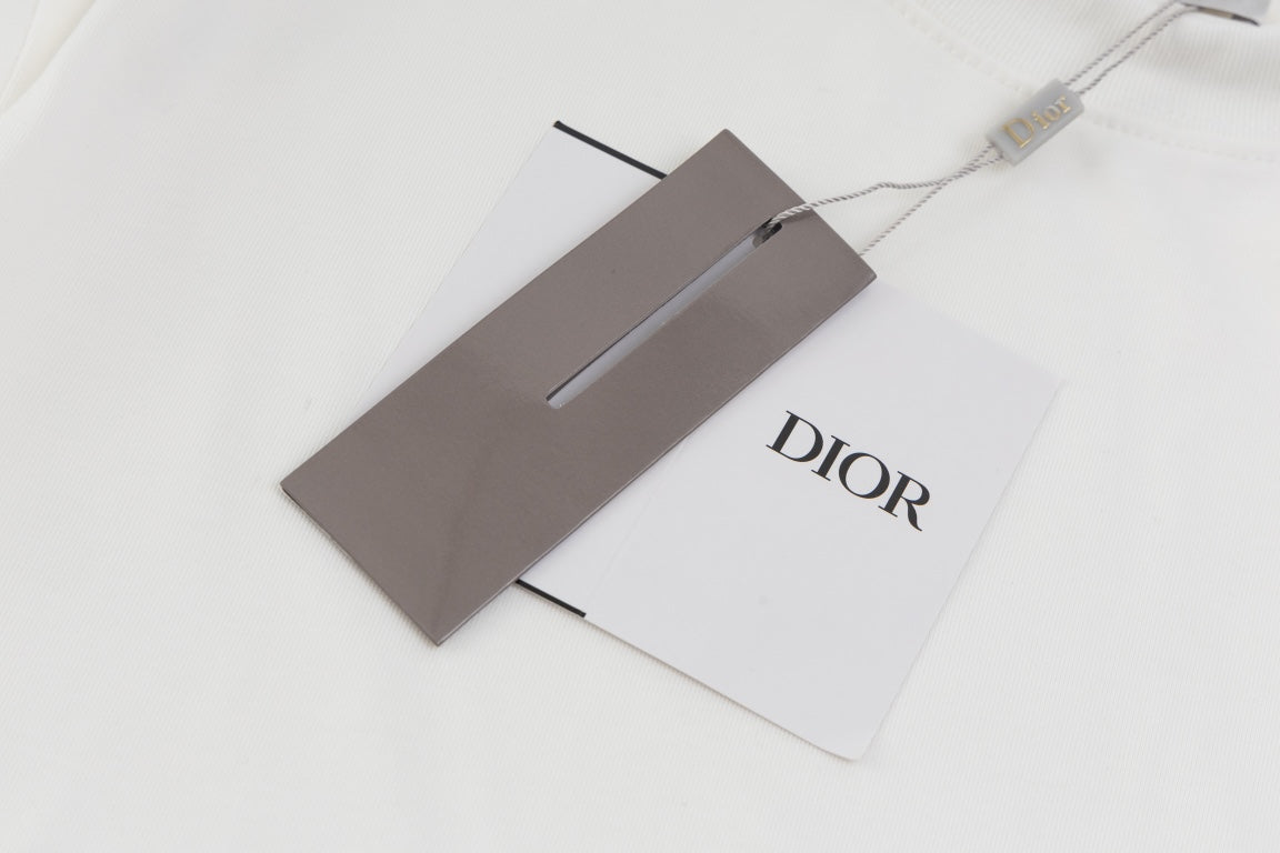 DIOR 2024 Embroidered Logo T-Shirt | Premium 280g Cotton | Sizes XS–L | Gray, White
