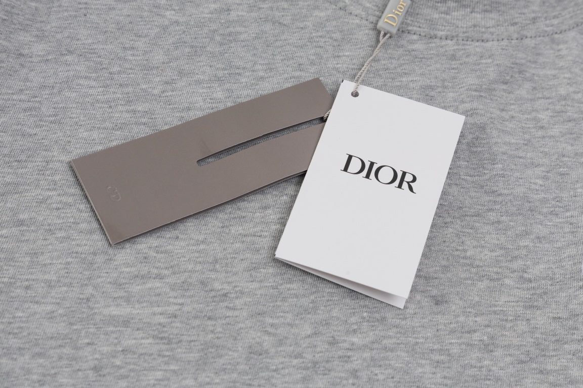 DIOR 2024 Embroidered Logo T-Shirt | Premium 280g Cotton | Sizes XS–L | Gray, White