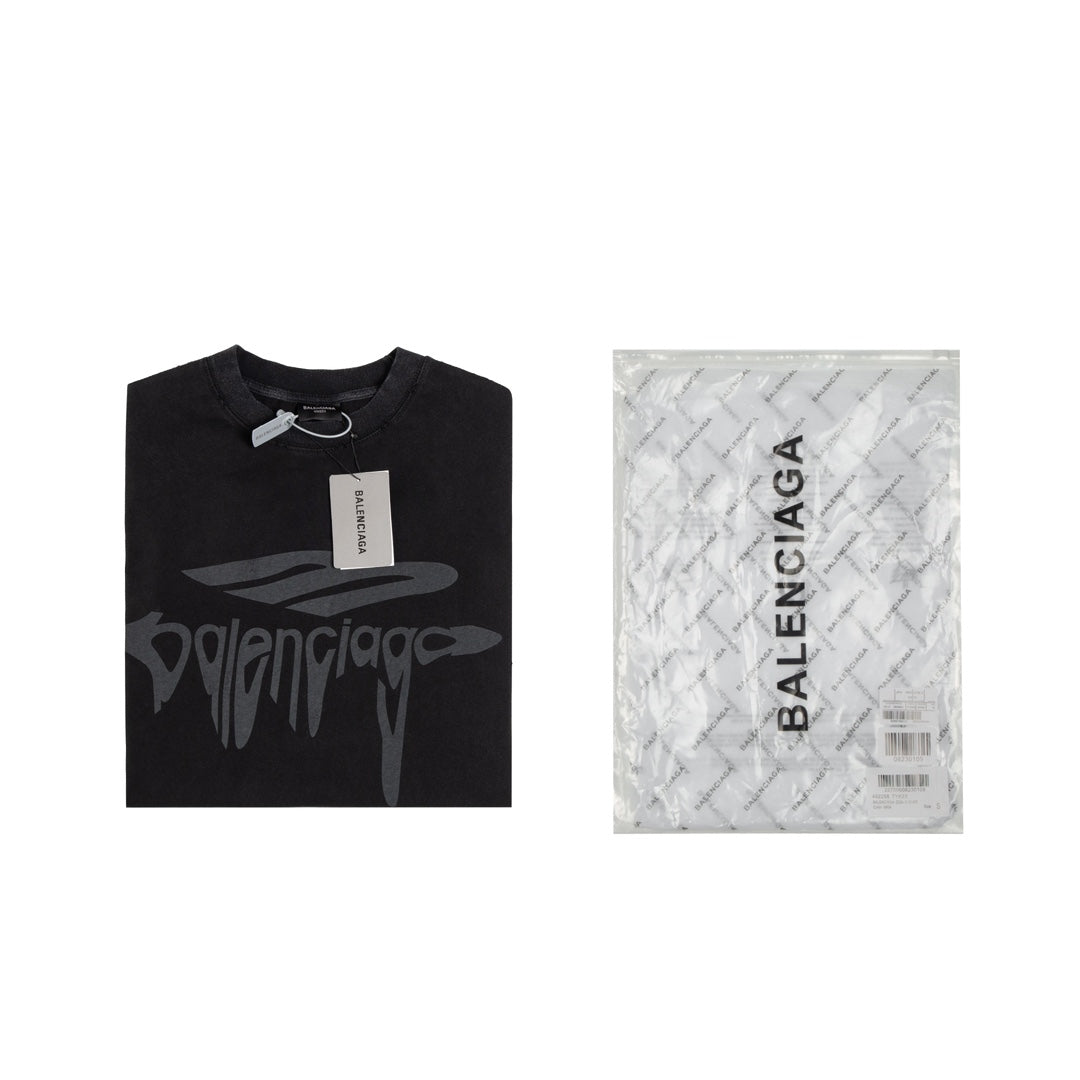 BALENCIAGA Melted Logo Distressed Oversized T-Shirt Unisex XS–L