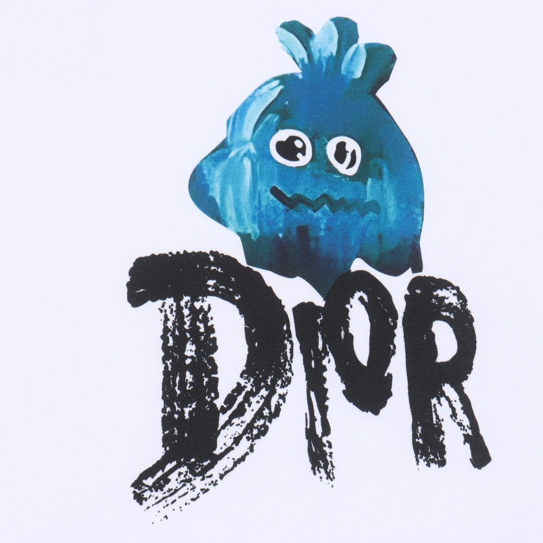 DIOR 24SS Monster Print T-Shirt | Premium Heavyweight Cotton | Sizes S–2XL | Off-White, Black | Style 725120003