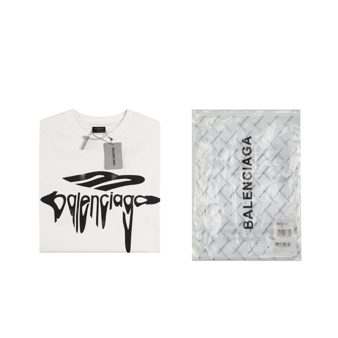 BALENCIAGA Melted Logo Distressed Oversized T-Shirt Unisex XS–L