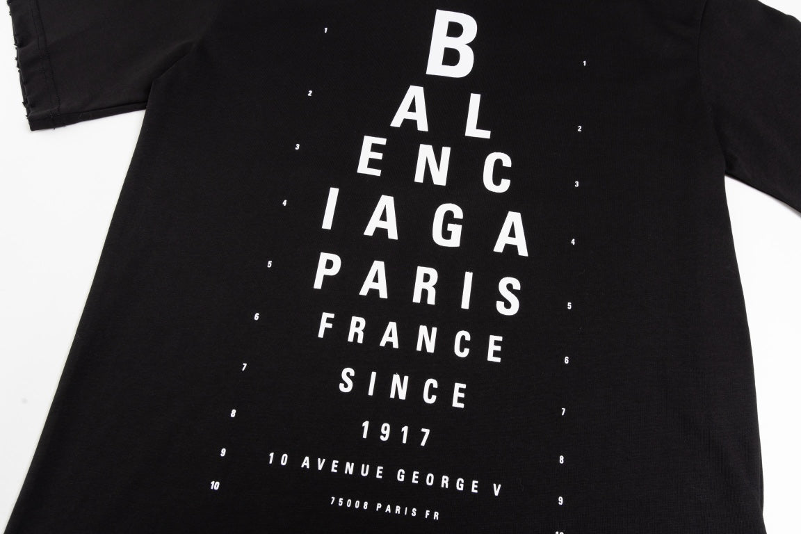 BALENCIAGA Eye Chart Logo Distressed Oversized T-Shirt Unisex XS–L